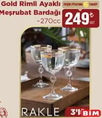 RAKLE GOLD RİMLİ AYAKLI MEŞRUBAT BARDAĞI 270 CC 3'LÜ RAKLE GOLD RİMLİ AYAKLI MEŞRUBAT BARDAĞI 270 CC 3'LÜ